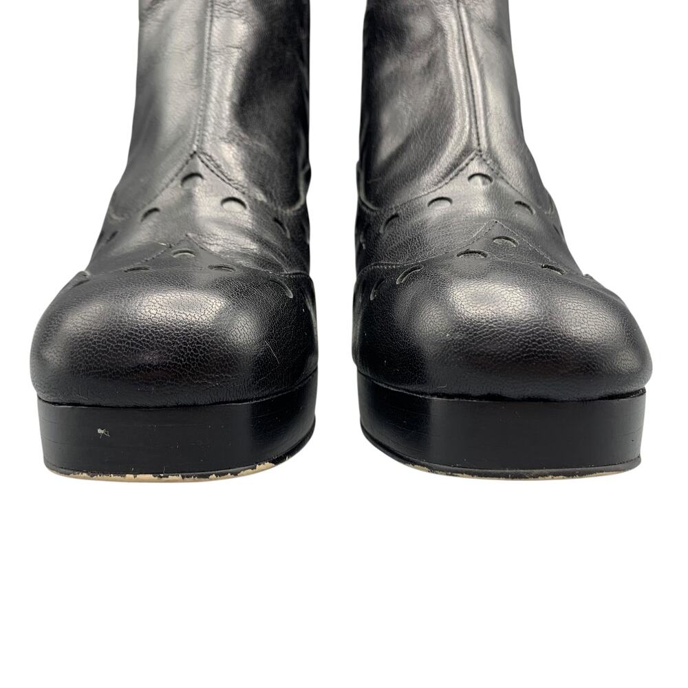 Orla Kiely Clarks Dixie Platform Boots US 9M Black Leather Dark Academia Witchy - Picture 7 of 12
